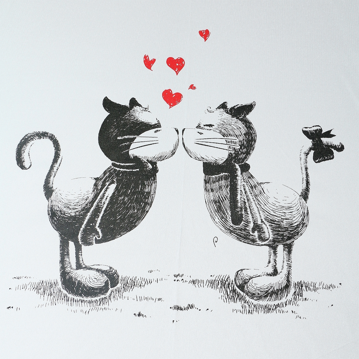 Влюбленные котики рисунок